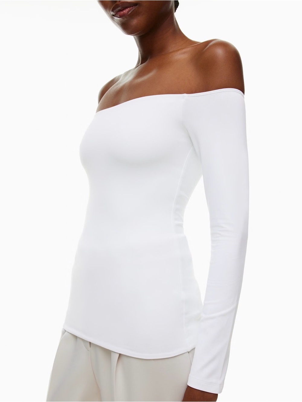 Aritzia Contour Off-Shoulder Long Sleeve Top - White